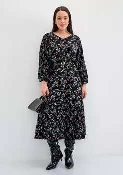 Платье с плиссировкой в цветочный принт