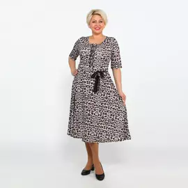 Платье с принтом "леопард" и поясом