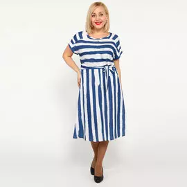 Платье с принтом "Полоска" и коротким рукавом