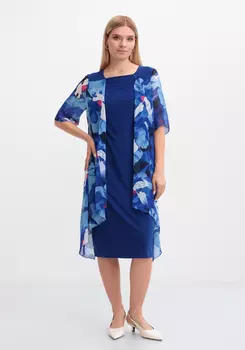 Платье с шифоновой накидкой с узором