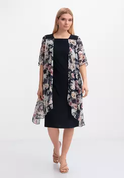 Платье с шифоновой накидкой с узором