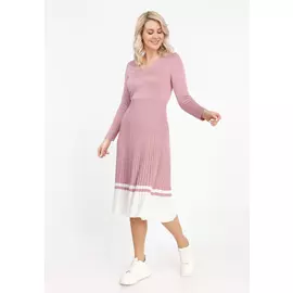 Платье с юбкой плиссе и контрастным низом