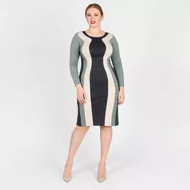 Платье с вертикальными контрастными вставками