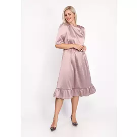 Платье с защипами на плечах и воланом на юбке