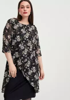 Платье в цветочный принт с шифоном