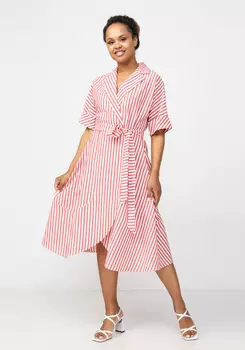 Платье в полоску двубортное
