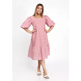 Платье в полоску с рукавом фонарик