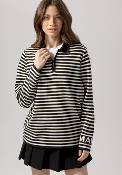 Поло в полоску на молнии