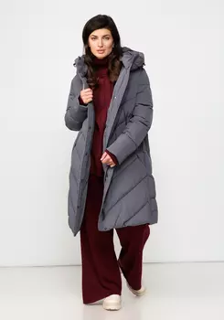 Пуховик стеганый свободного кроя с капюшоном