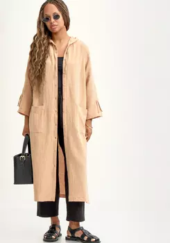 Пыльник с капюшоном свободного силуэта