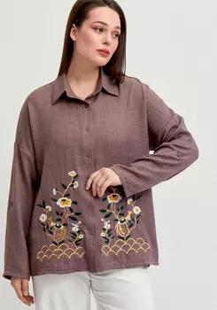 Рубашка с цветочной вышивкой по низу