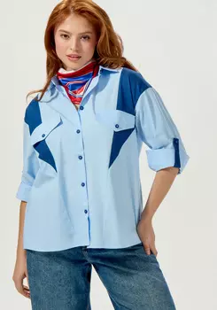 Рубашка свободная с контрастными вставками