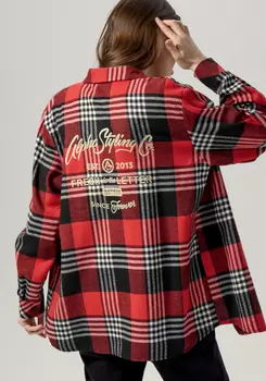 Рубашка в клетку с принтом на спине