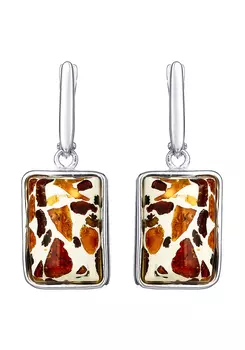Серьги "Янтарная мозаика"