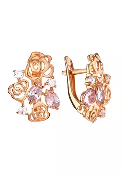 Серьги серебряные "Изумительная роза"