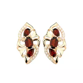 Серьги серебряные "Гранатовый соблазн"