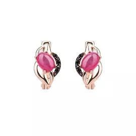 Серьги серебряные "Рубиновая нежность"