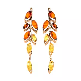 Серьги серебряные "Янтарная ветвь"