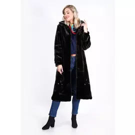 Шуба из эко-меха с отложным воротником