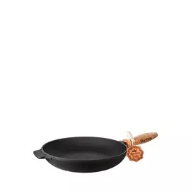 Сковорода чугунная литая с деревянной ручкой