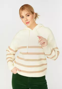 Свитшот кашемировый в полоску с капюшоном