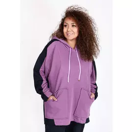 Свитшот с капюшоном и фигурным разрезом сзади