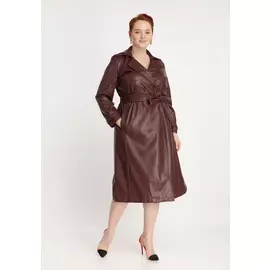 Тренч двубортный из экокожи