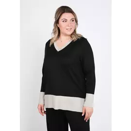Туника с V-образым вырезом контрастного цвета