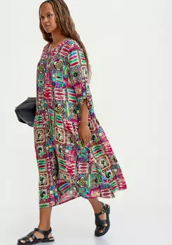 Удлиненное платье свободного кроя с принтом