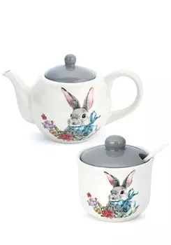 Заварочный чайник и сахарница "Кролики"