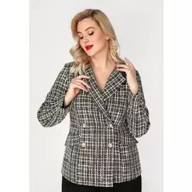 Жакет двубортный из твида с карманами