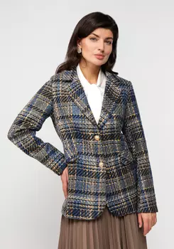 Пиджак из твида в клетку на подкладе