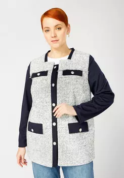 Пиджак на пуговицах с контрастными рукавами