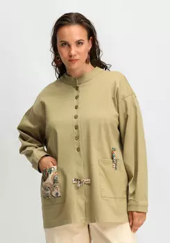 Жакет свободного кроя с контрастной отделкой