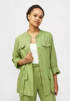 Жакет в стиле сафари с воротником стойкой