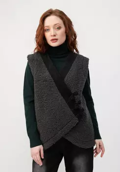 Жилет из эко меха с отделкой из вельвета