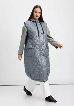 Жилет оверсайз удлинённый с капюшоном