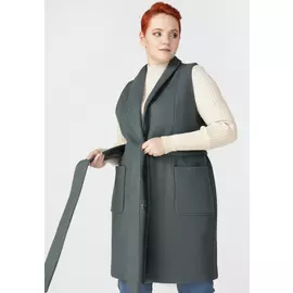Жилет удлиненный с поясом в комплекте