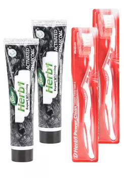 Зубная паста с углем 2 шт. + 2 щетки