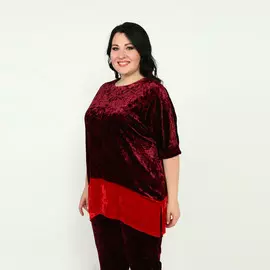 Блуза бархатная с контрастной вставкой