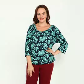 Блуза прилегающего силуэта с принтом "Цветы"