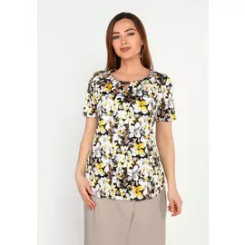 Блуза прямая с цветочным принтом