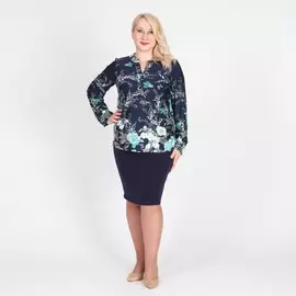 Блуза-рубашка с длинным рукавом и цветочным принтом