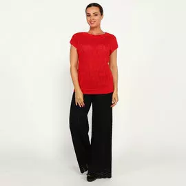 Блуза с ажурным рисунком и коротким рукавом