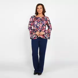 Блуза с баской и цветочным принтом