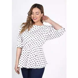 Блуза с баской в горошек