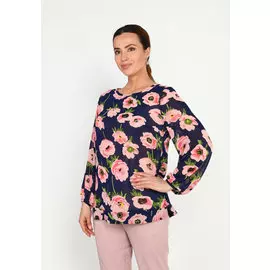 Блуза с длинным рукавом и принтом "маки"
