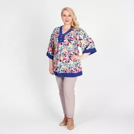 Блуза с контрастными вставками и цветочным принтом