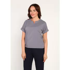 Блуза с коротким рукавом и фигурным вырезом