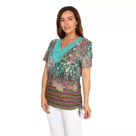 Блуза с кружевной вставкой и стразами